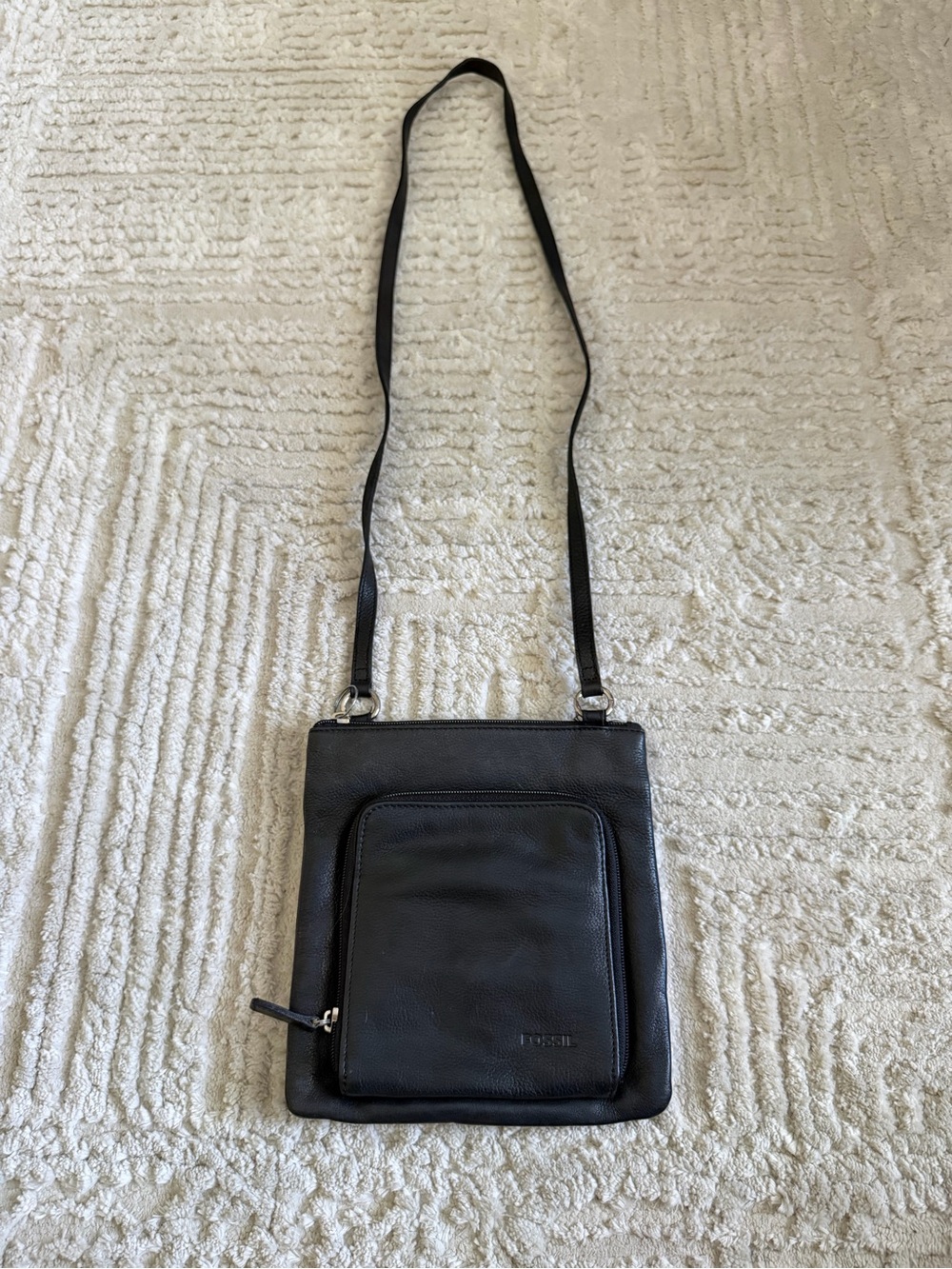Fossil Black Leather Crossbody Bag